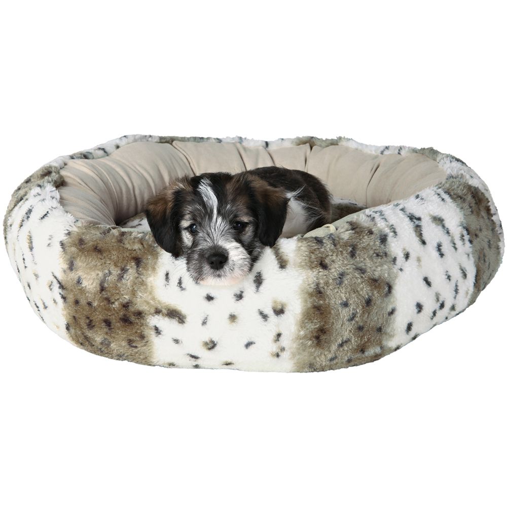 Trixie Leika Plush Dog Bed - White / Light Brown - Diameter 50cm
