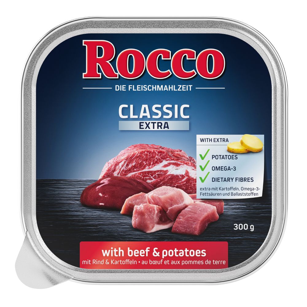 Rocco Classic Trays Saver Pack 27 x 300g - Classic Mix 1: Pure Beef, Beef with Green Tripe, Beef with Poultry Hearts