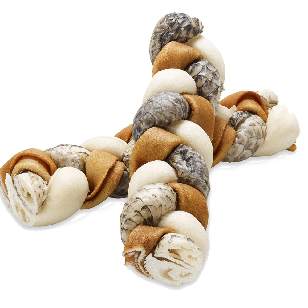 Rocco Smoked Rawhide Plaited Chews - Saver Pack: 12 Plaited Chew Sticks (approx. 17cm each) - smoked