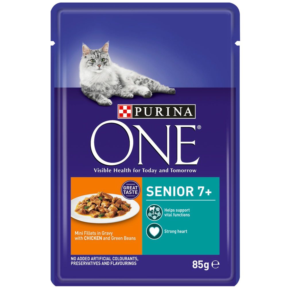 Purina ONE Senior 7+ - 8 x 85g Chicken & Beef