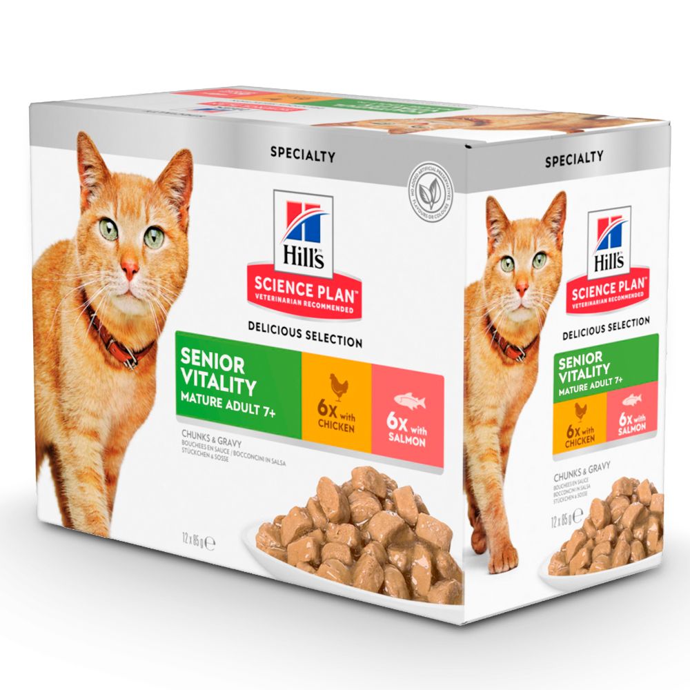 Hill's Science Plan Mature Adult 7+ Senior Vitality - 48 x 85g (Chicken & Salmon)