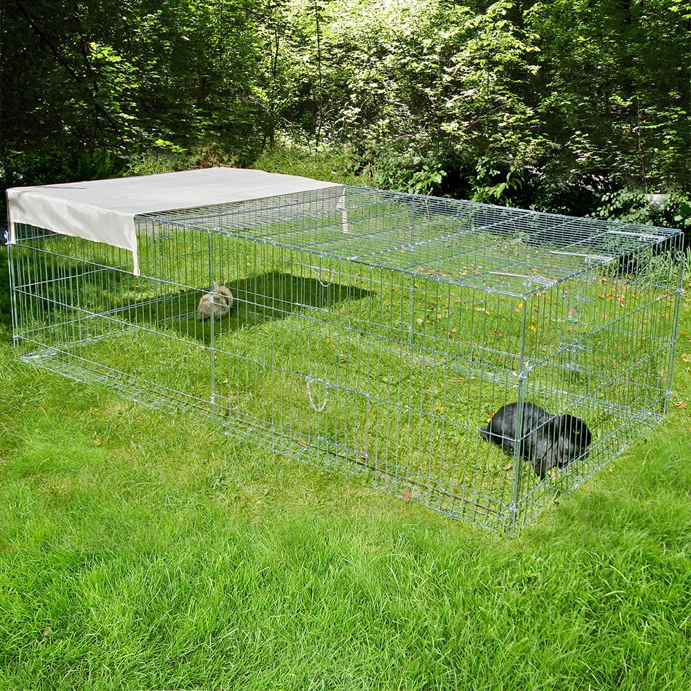 Kerbl Metal Run with escape barrier - 200 x 100 x 60 cm (L x W x H)