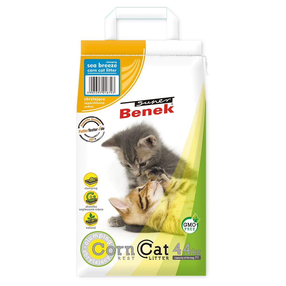 Super Benek Corn Cat Sea Breeze Clumping Litter - Economy Pack: 3 x 7l (approx. 13.2kg)