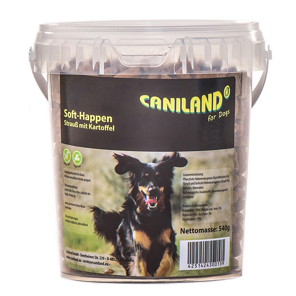 Caniland Soft Ostrich Chunks - Grain-Free - Saver Pack: 2 x 540g