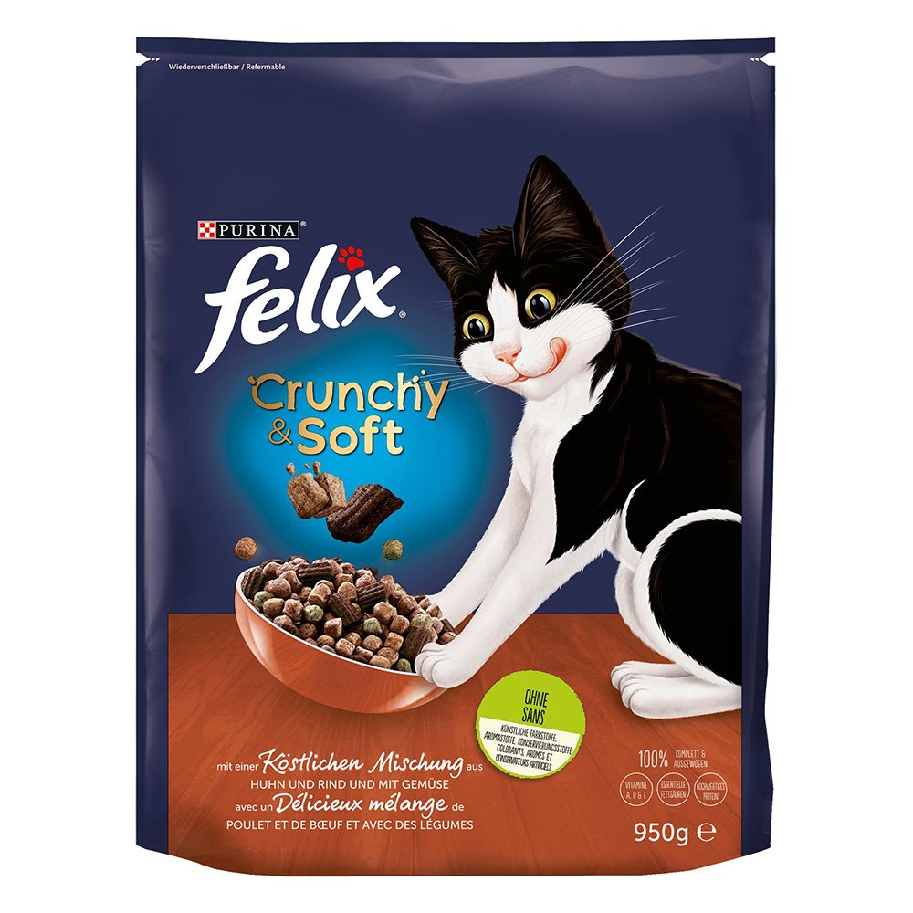 Felix Crunchy & Soft Meat - Economy Pack: 2 x 950g