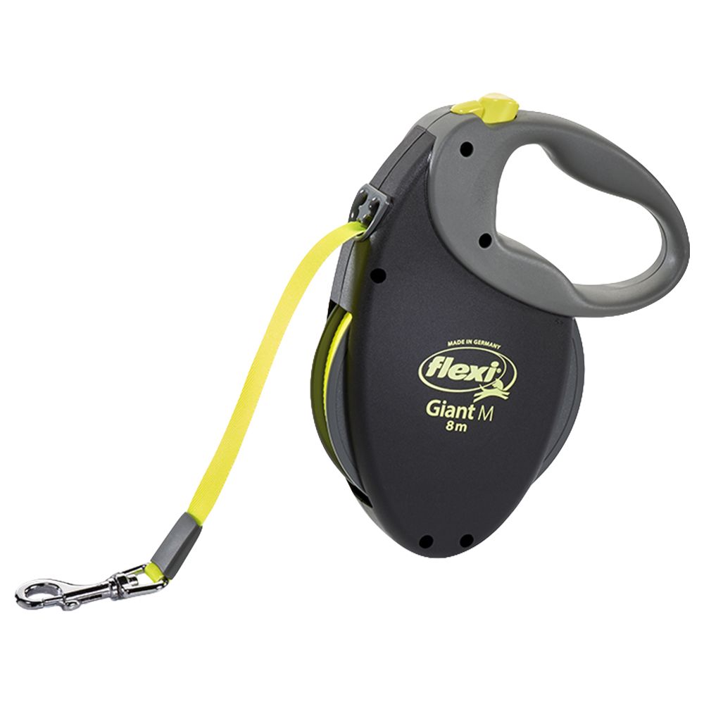 flexi Giant Lead Medium - 8m - Black / Neon Yellow