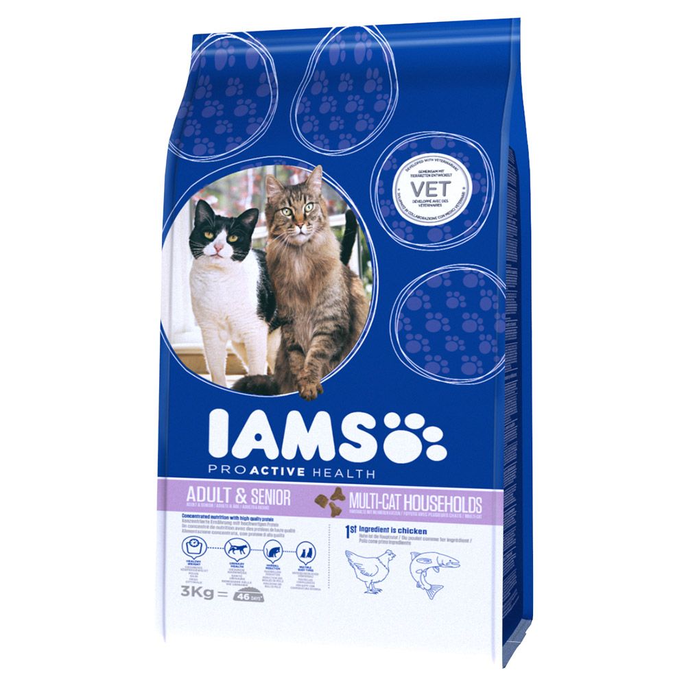 IAMS Proactive Health Multi-Cat with Salmon & Chicken Dry Cat Food - 15kg