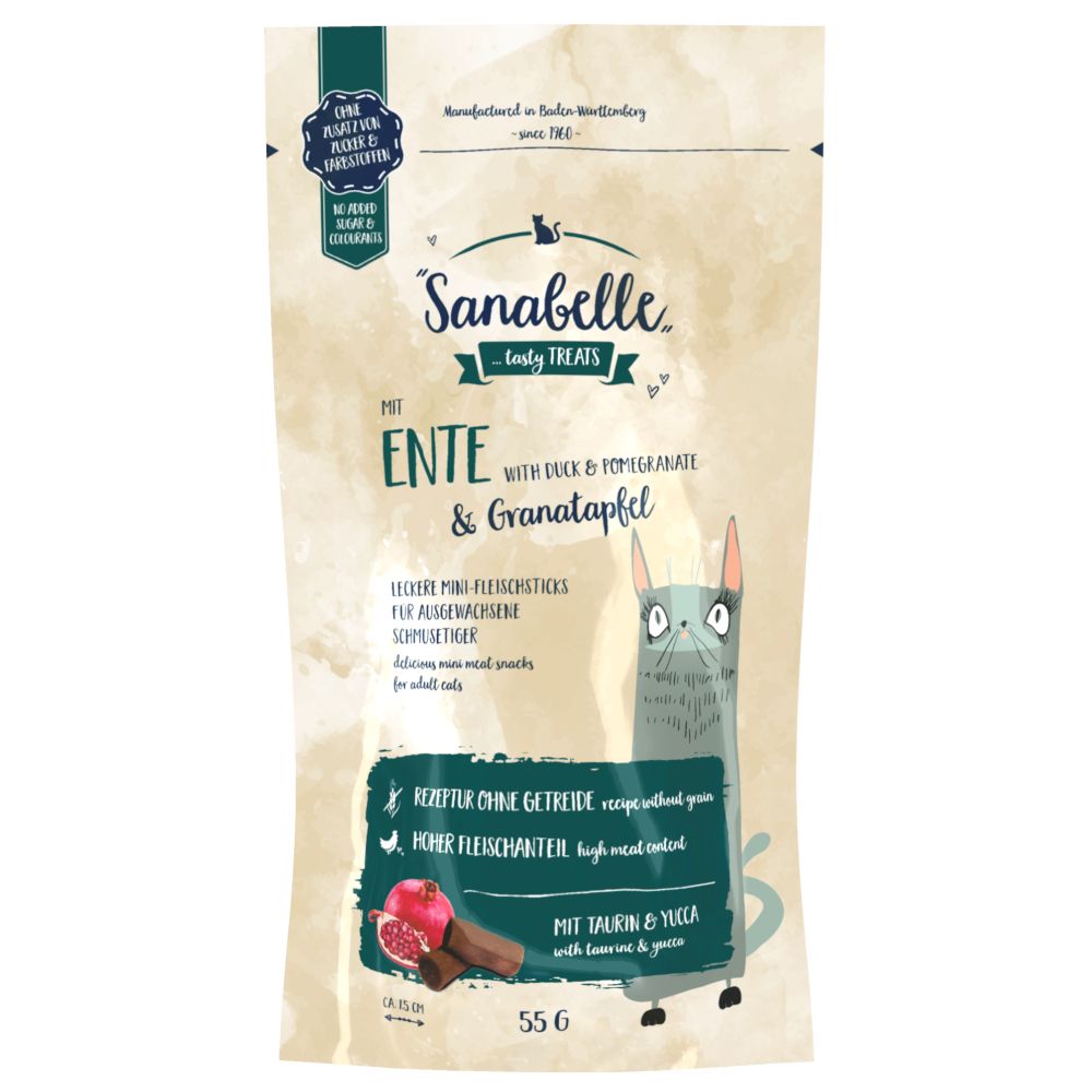 Sanabelle Grain-Free Cat Sticks 55g - Duck & Pomegranate