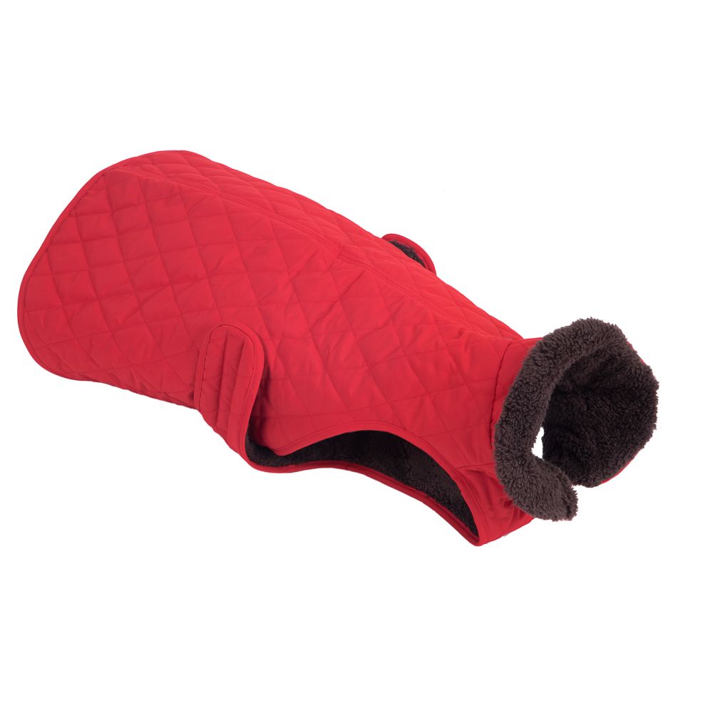 Quilted Dog Coat - Red - approx. 40cm Back Length