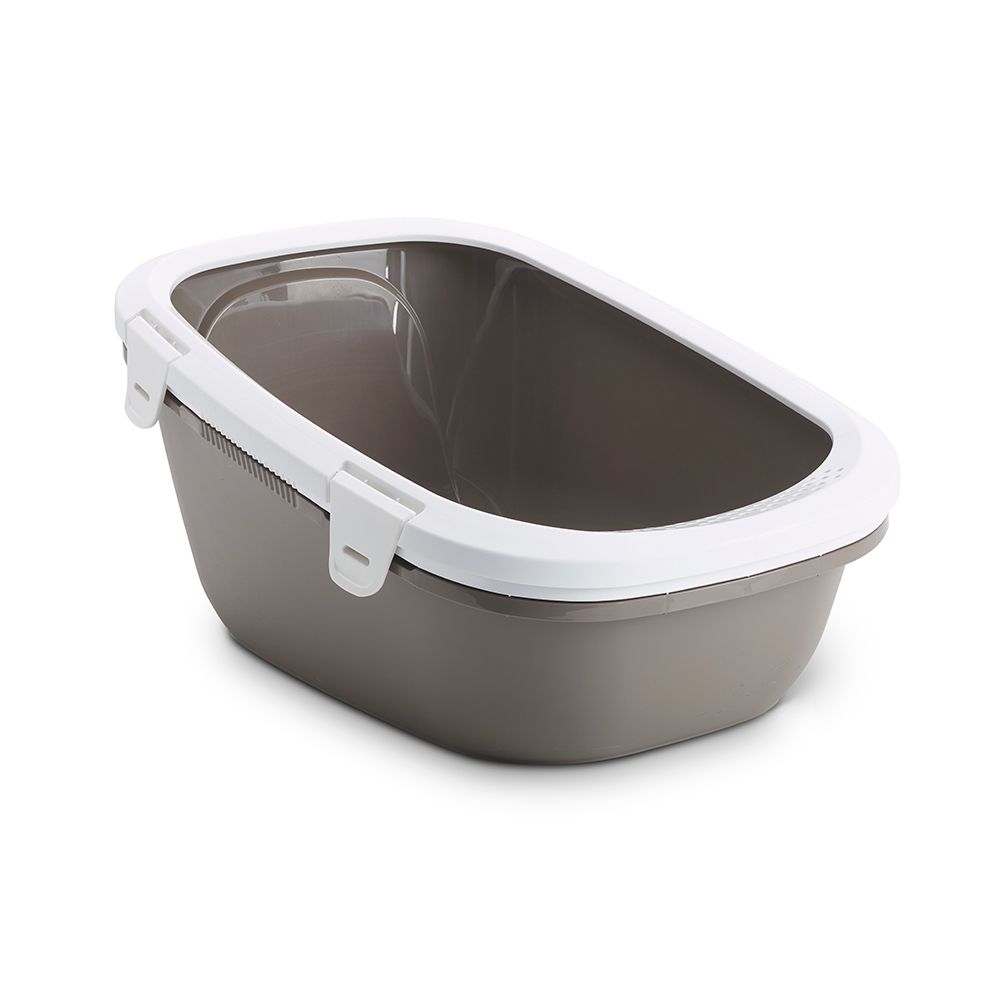 Savic Simba Cat Litter Tray with Sieve - Bundle: Warm Grey & White litter tray + tray bags