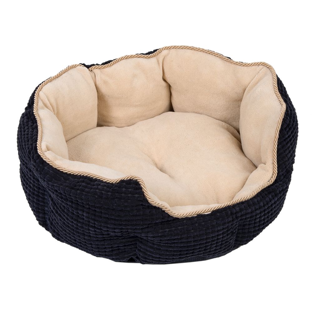 Cozy Kingdom Snuggle Bed - Black / Beige - 45 x 45 x 20 cm (L x W x H)