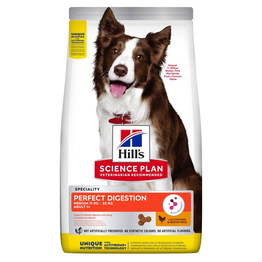 Hill's Science Plan Adult 1+ Perfect Digestion Medium Breed with Chicken - Economy Pack: 2 x 14kg