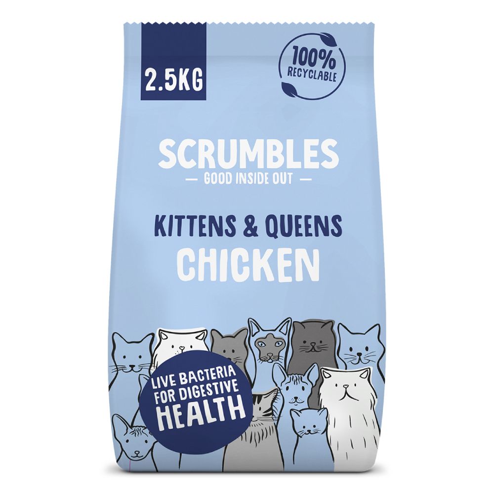 Scrumbles Kittens & Queens Chicken Dry Cat Food - Economy Pack: 2 x 2.5kg