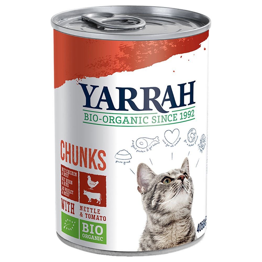 Yarrah Organic Chunks 6 x 405g - Organic Chicken & Organic Turkey with Organic Nettle & Organic Tomato