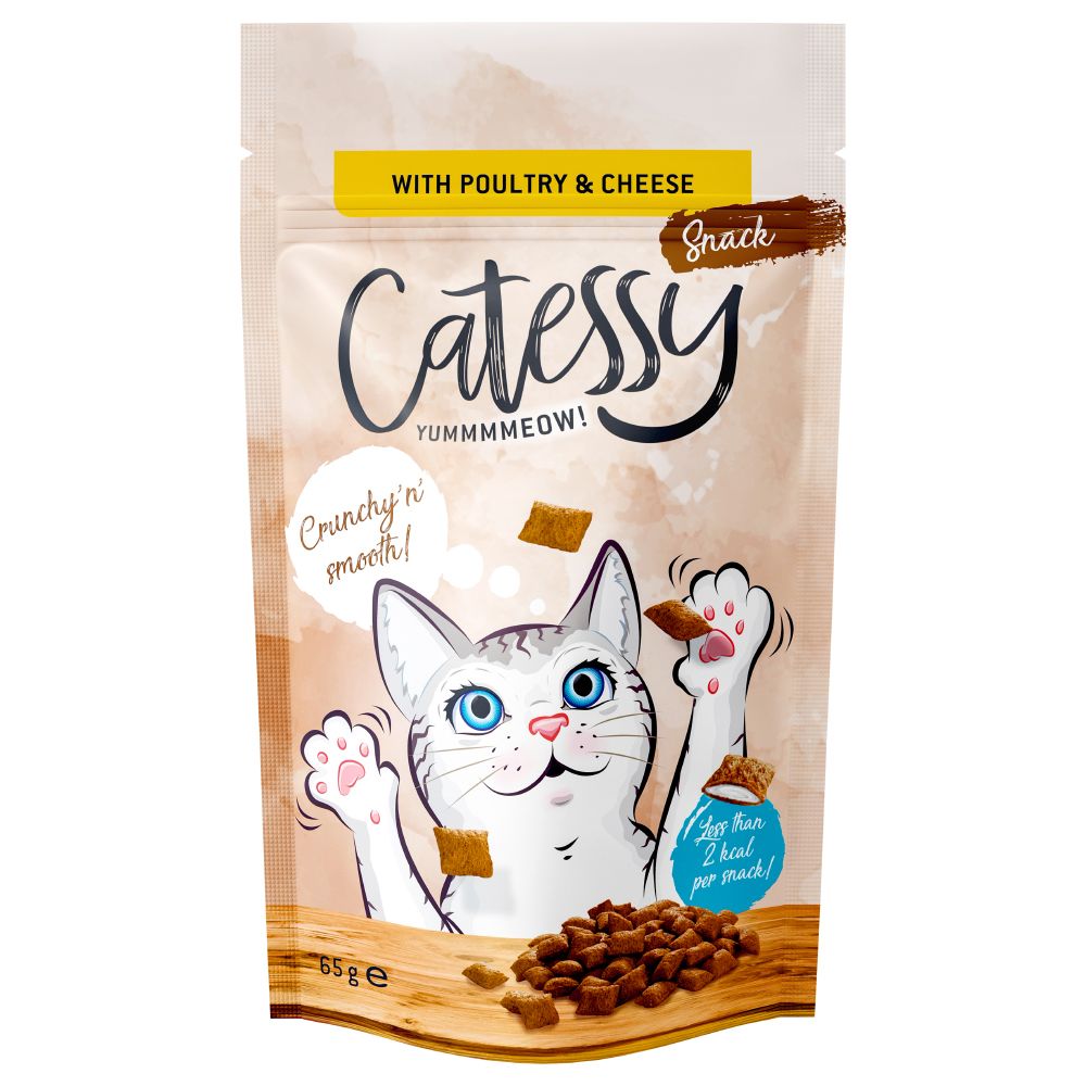 Catessy Crunchy Snacks Saver Pack 3 x 65g - Poultry, Cheese & Taurine