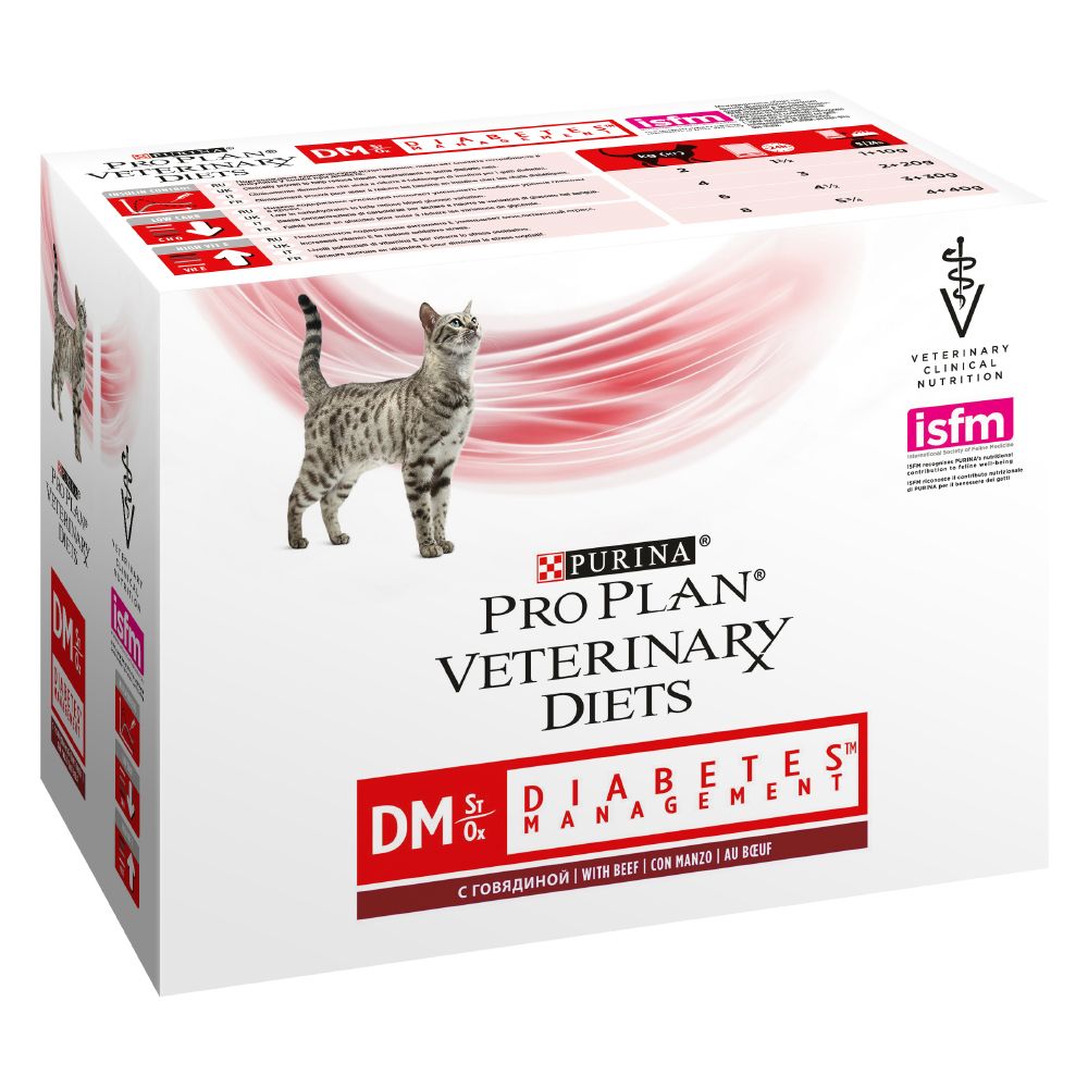 Purina Pro Plan Veterinary Diets Feline DM Diabetes Management - Beef - 10 x 85g
