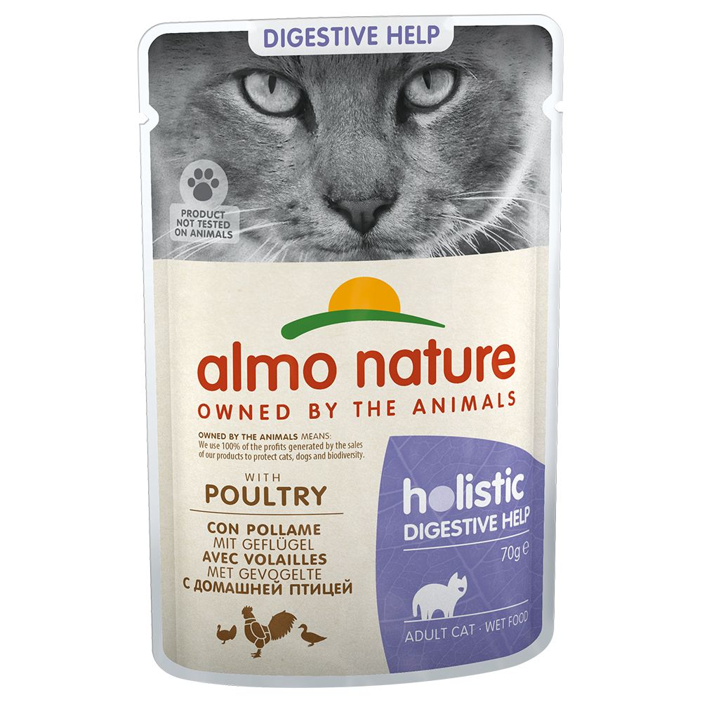 24 x 70g Almo Nature Holistic Wet Cat Food Pouches - 20 + 4 Free!* - Digestive Help: Poultry (24 x 70g)