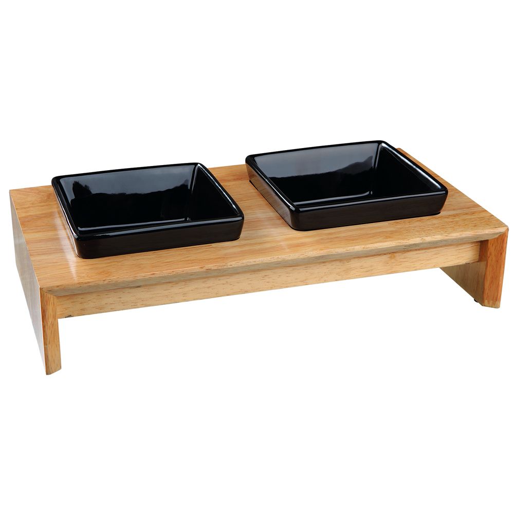 Trixie Ceramic & Wood Feeding Bowl Set - 2 x 0.4 litre