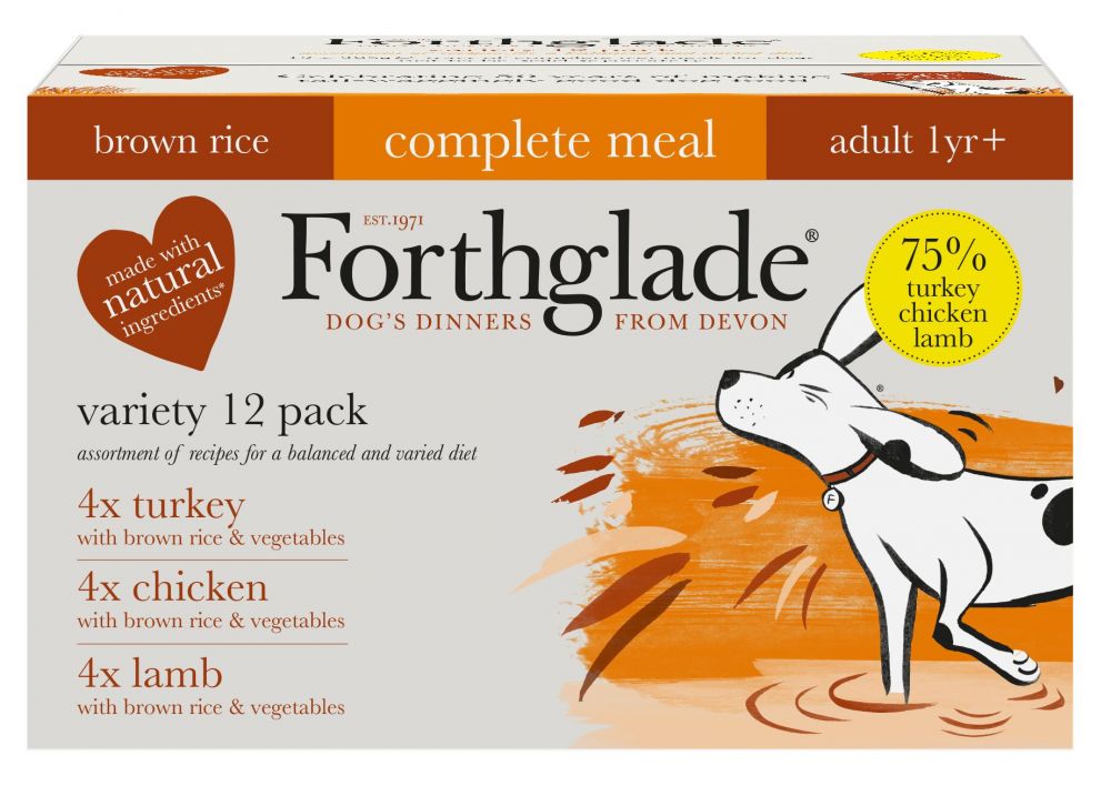 Forthglade Complete Meal Adult Dog - Brown Rice Mixed Pack - 12 x 395g