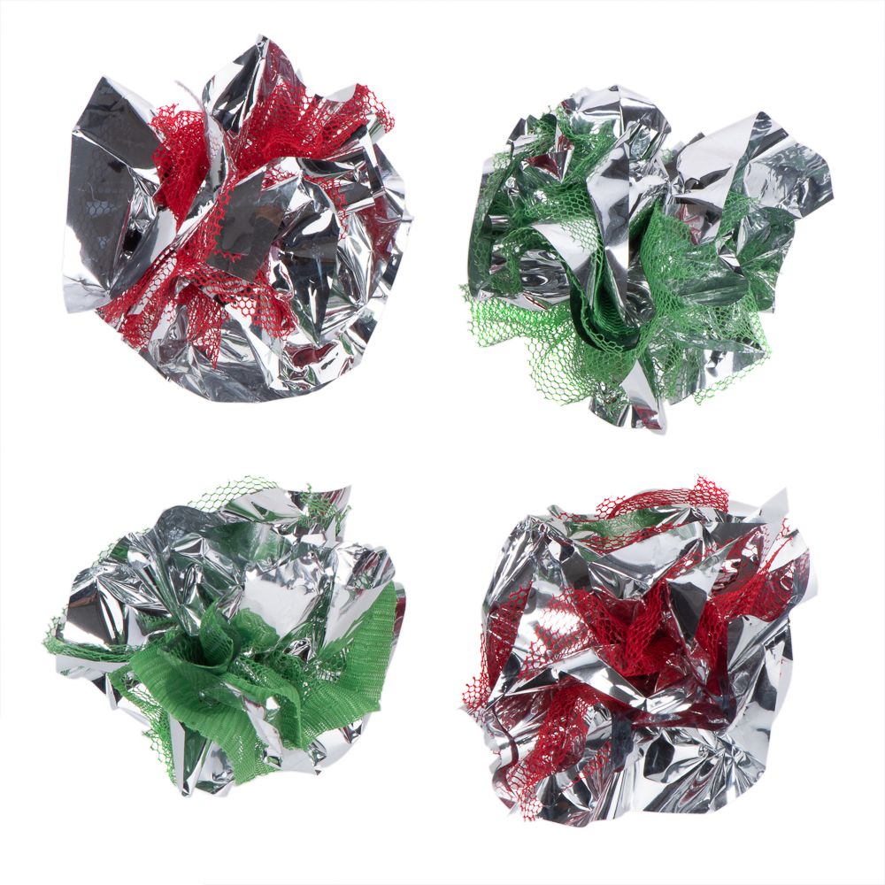 Mesh Crackle Balls Cat Toy - 4 Balls