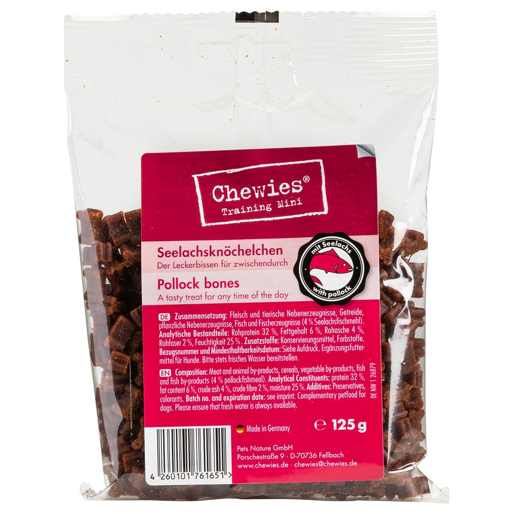 Chewies Mini Bone Treats (Semi-Moist) 125g - Saver Pack: 4 x Pollock